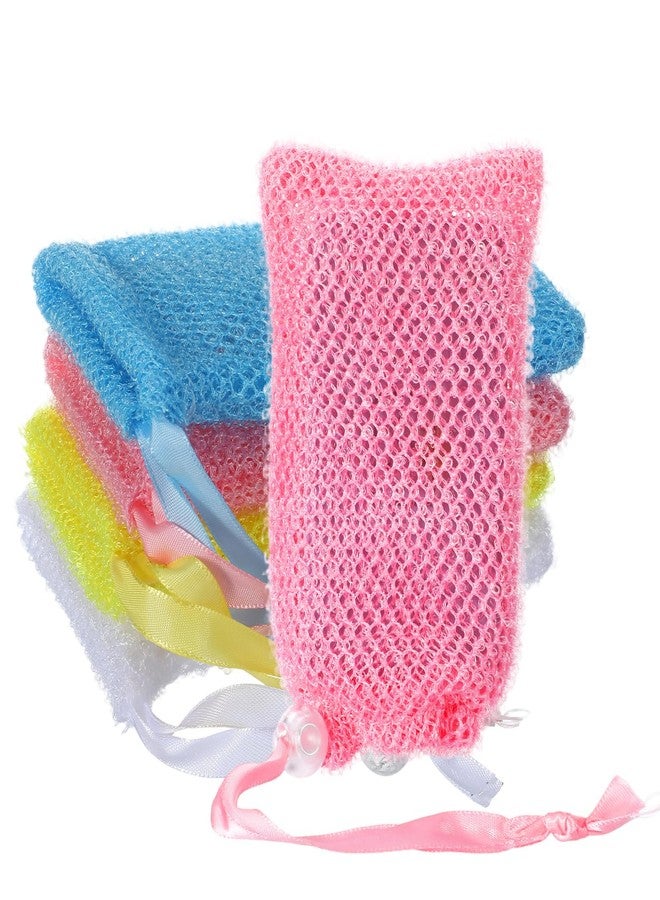 ADLABLD Exfoliating Soap Bags for Shower, 4Packs Exfoliating Soap Bar Bag with Drawstring Travel Soaps Bar Bags, Drawstring Wash Bag (4 Colors, 5.5 x 3.5 in) - Image 1